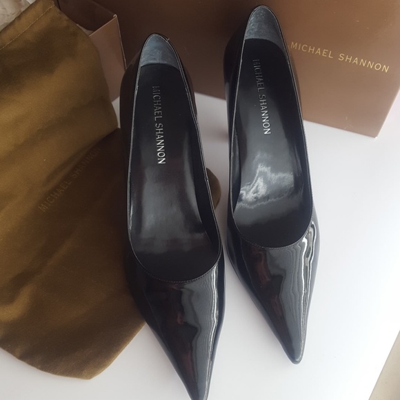 Michael Shannon Black Shiny Pointed toe heels - Picture 1 of 4