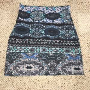 Bodycon mini skirt blue print