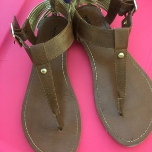 MOSSIMO Sz.8 SANDALS GOLD ANKLES/BROWN GLADIATOR