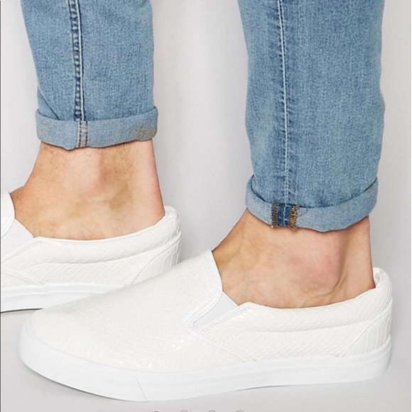 ASOS Shoes - White Snake Skin Pattern Slip - On Sneakers
