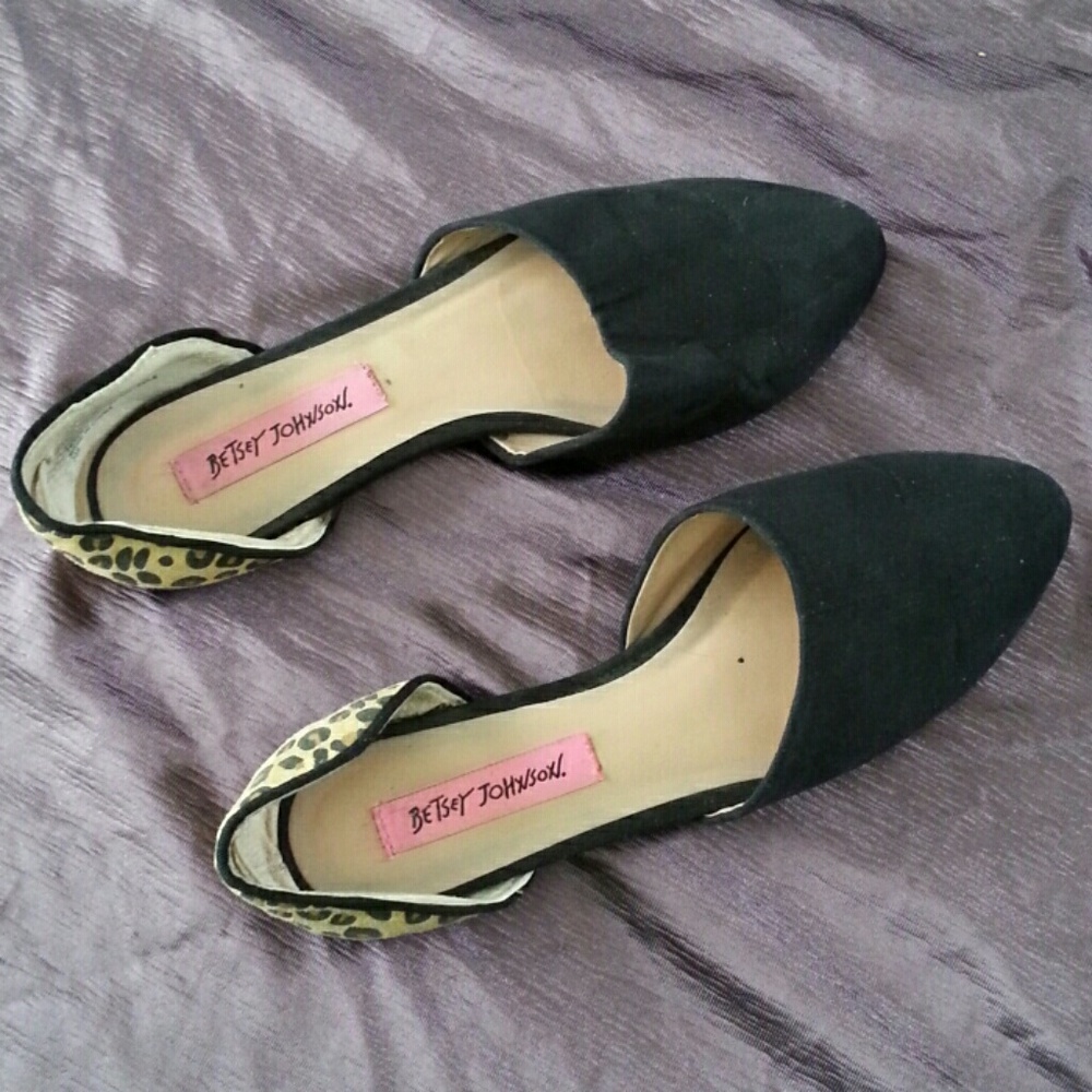 Black and Leopard Flats, Used, Size 7.5