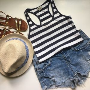 Navy/White Striped Cotton Tank