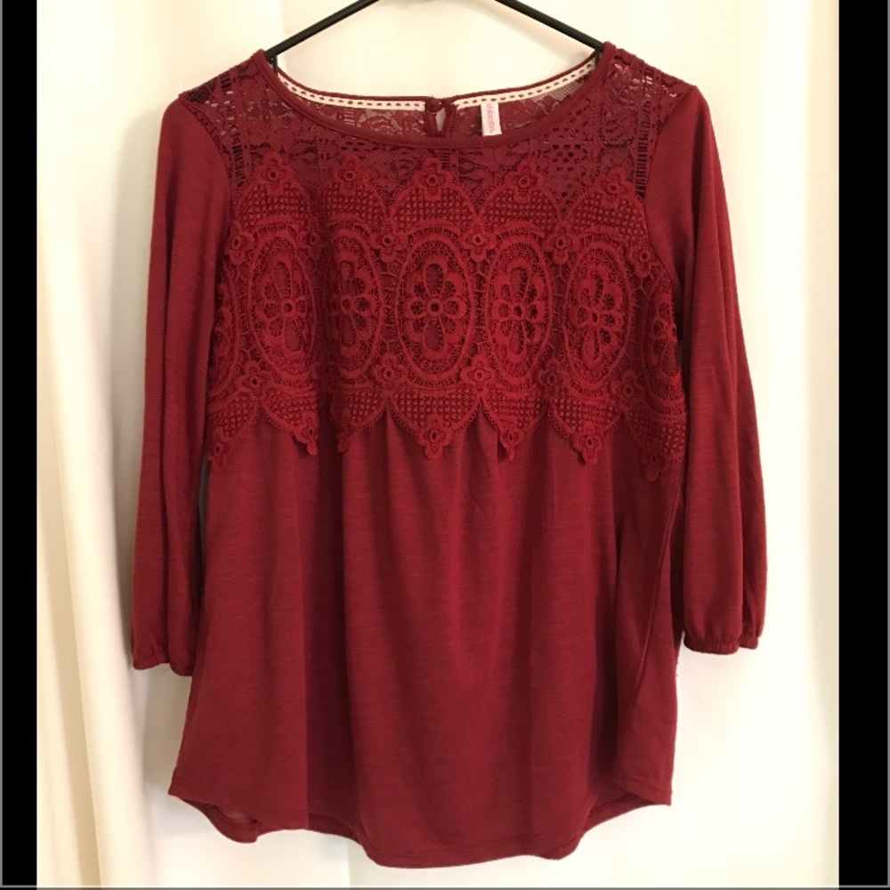 Red Lace Xhilaration Top