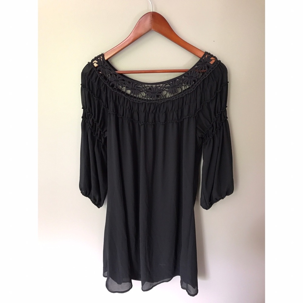 *Three Hearts* Black Lace dress sheer outer layer