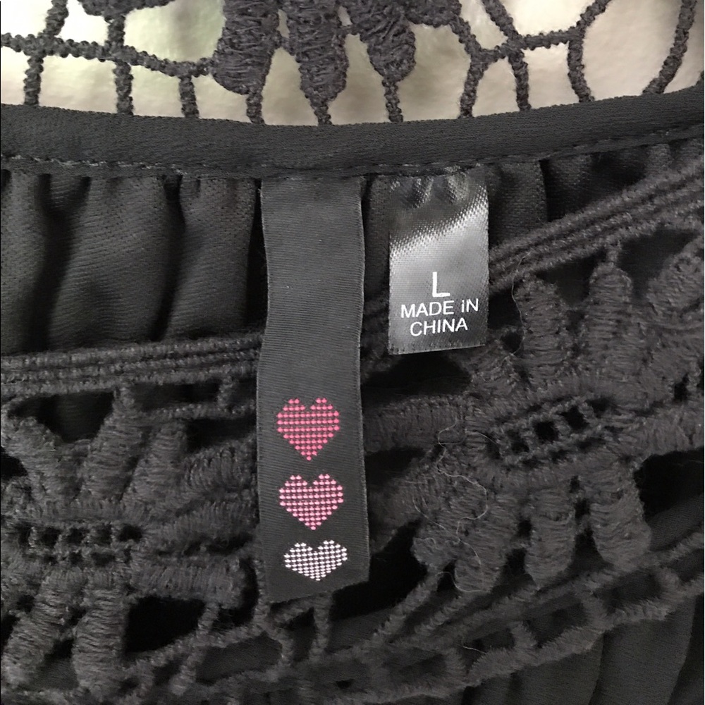 *Three Hearts* Black Lace dress sheer outer layer - Picture 2 of 4