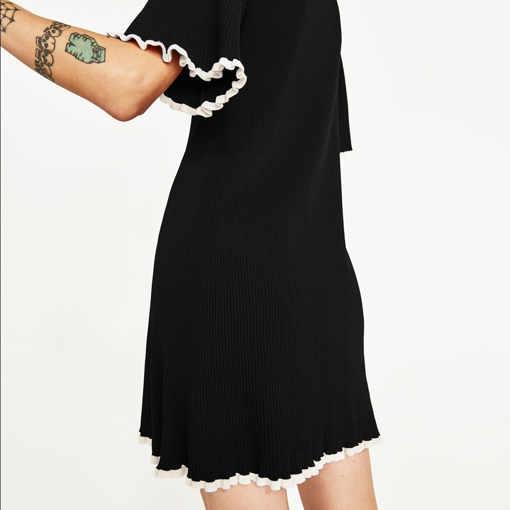 **SOLD** Black Pleated Sweater Knit Zara Dress - Picture 3 of 3