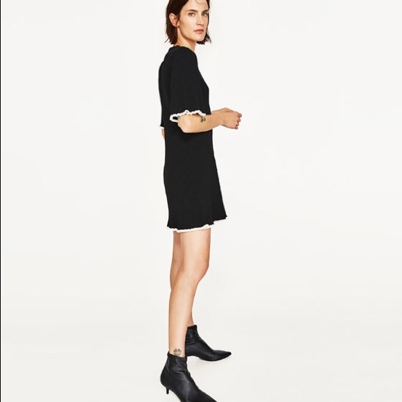 **SOLD** Black Pleated Sweater Knit Zara Dress - Picture 2 of 3