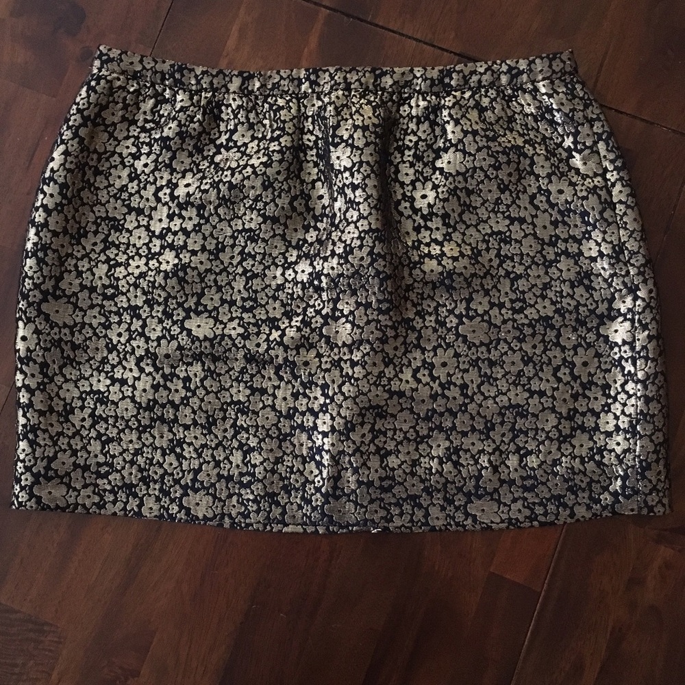 J. Crew metallic gold and black miniskirt