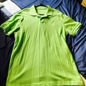 Size large, green polo shirt.