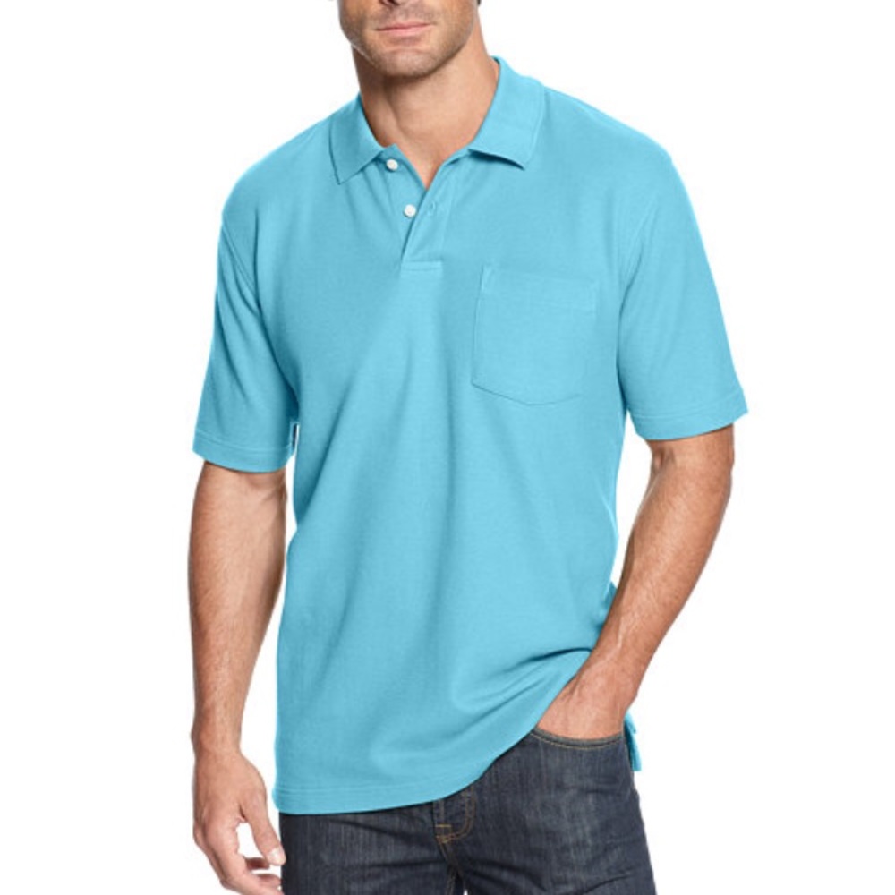 John ashford short sleeve pocket pique polo shirt