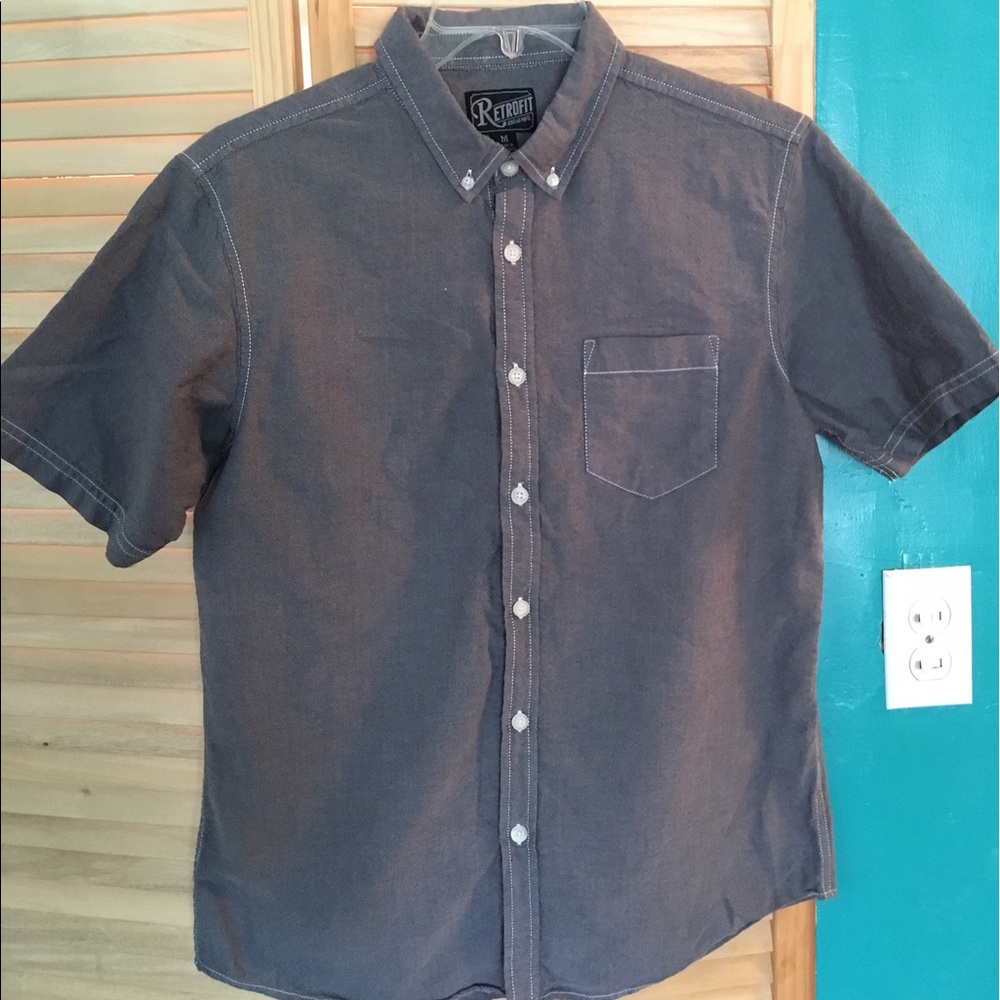 Grey Retrofit casual button down shirt