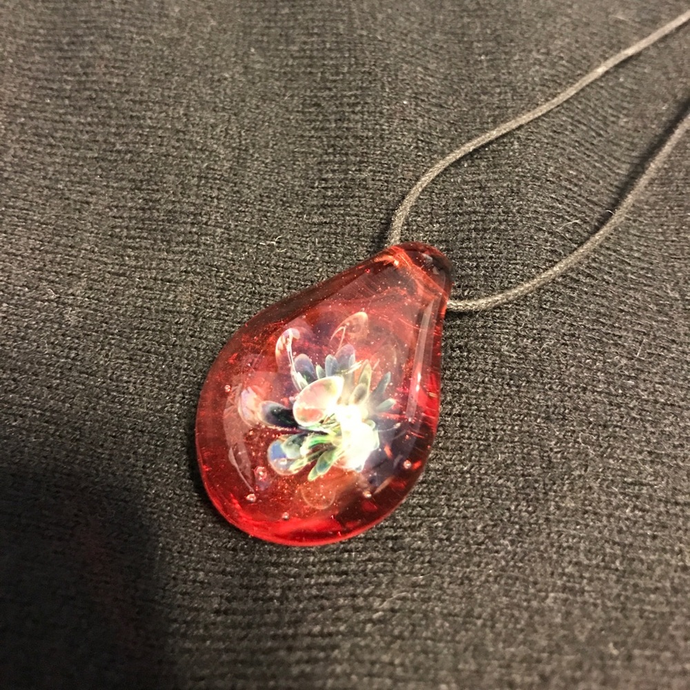 Artisan crafted red glass pendant