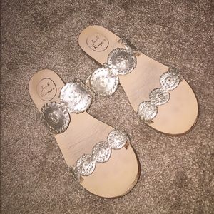 Jack Rogers Metallic Platinum Lauren Sandals