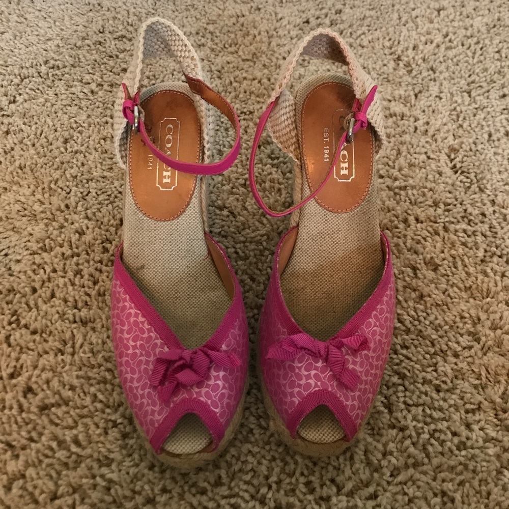 Pink Coach wedges
