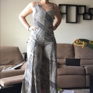 Jessica Simpson jumpsuit wide leg pants tribal