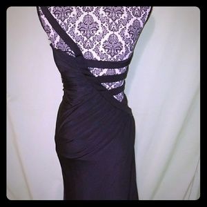 Black strappy formal floor length dress