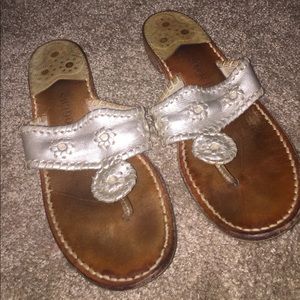 Jack Rogers Metallic Platinum Hamptons Sandals