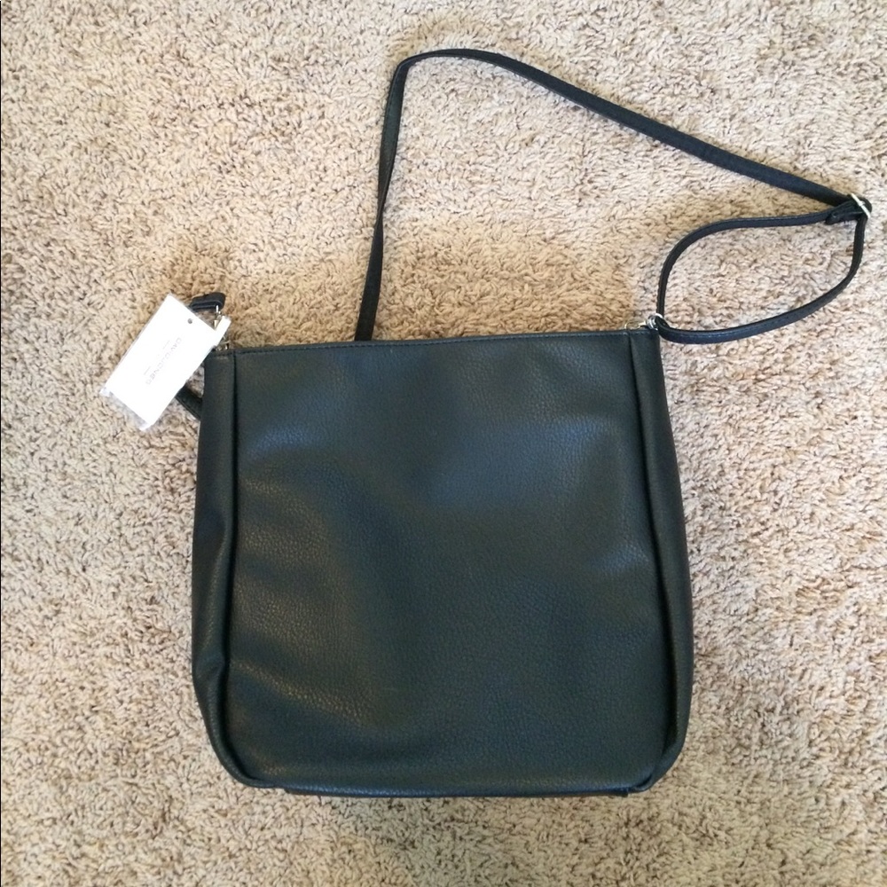 NWT faux leather black tote bag