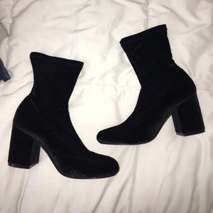 Black velvet booties