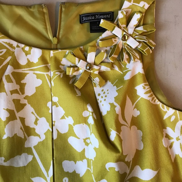 Jessica Howard Dresses & Skirts - Chartreuse/white floral sleeveless dress