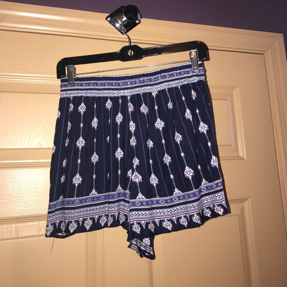 blue printed shorts