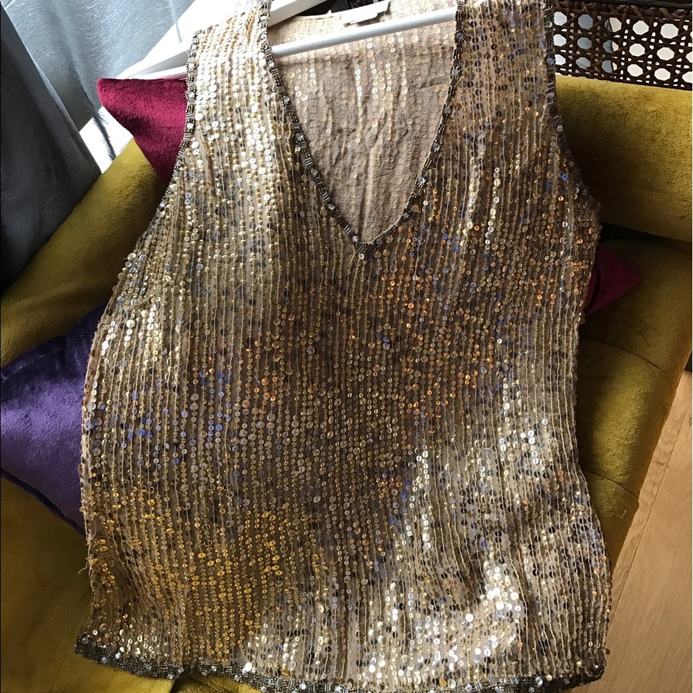Sequin silk top