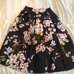 Floral Midi A-Line Skirt