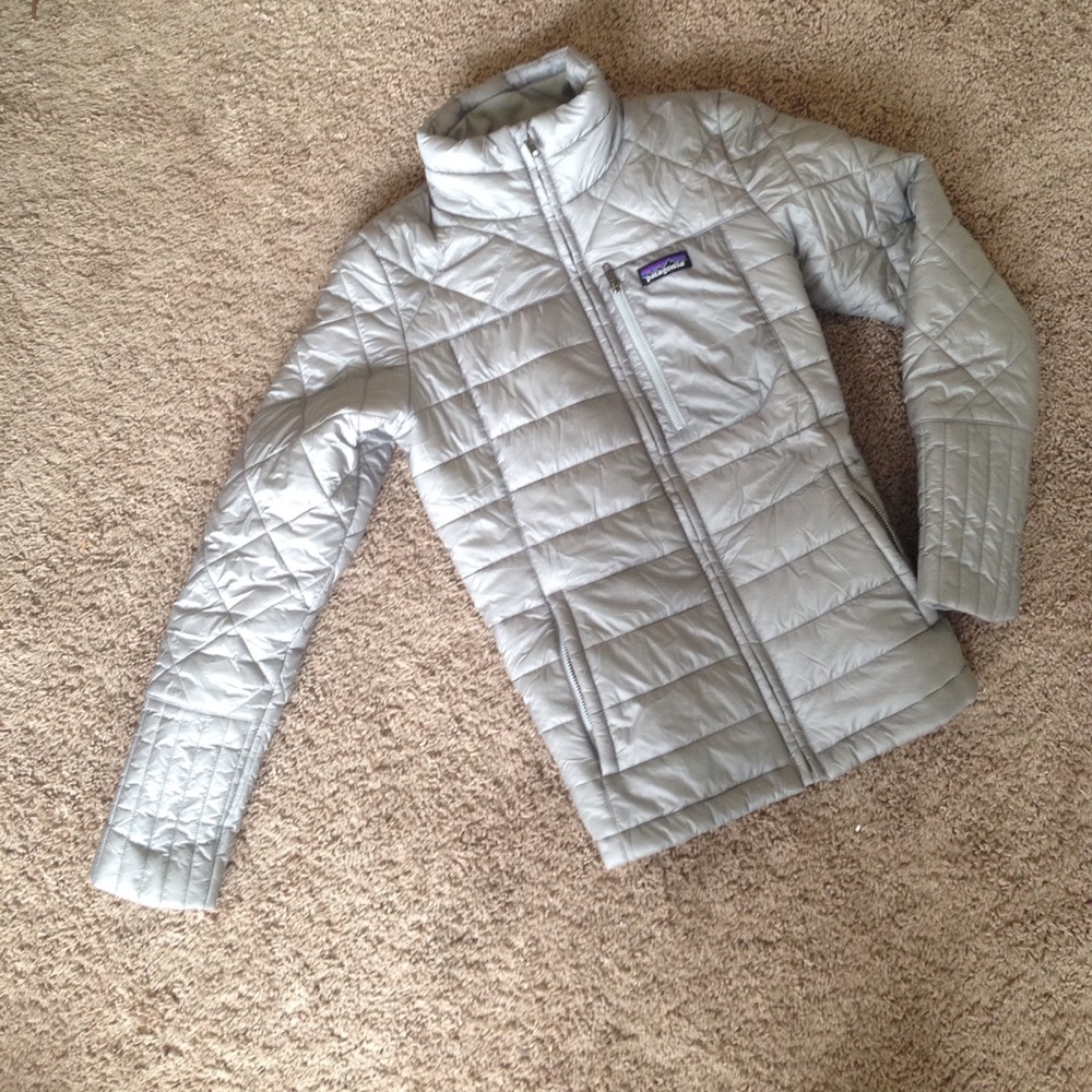 Patagonia Down Puff Silver Zip Sweater Jacket