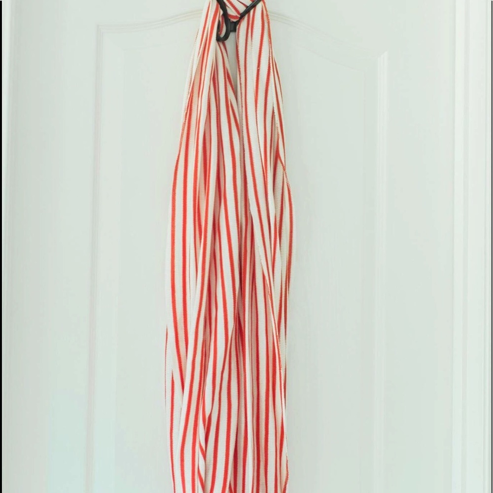 Red & White Striped Infinity Scarf