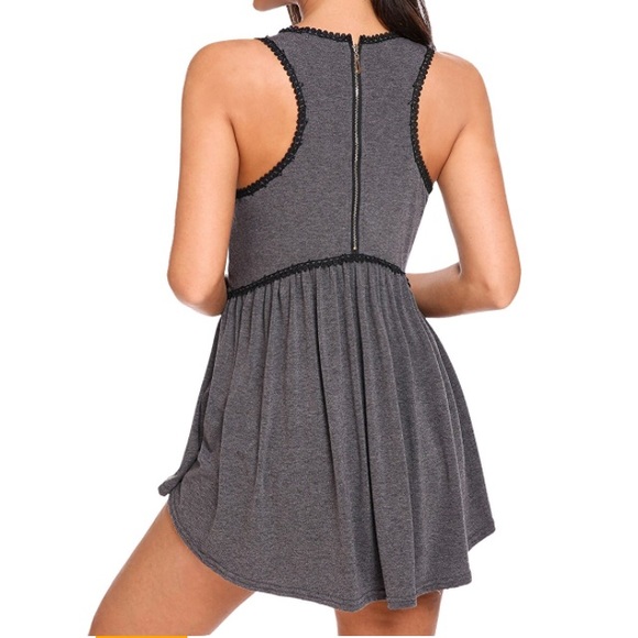 RACER BACK TANK GRY/BLK up to 34bust - Picture 2 of 6