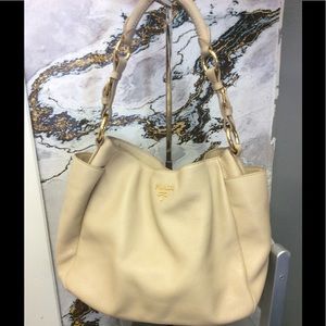 Cream Prada Hobo Bag