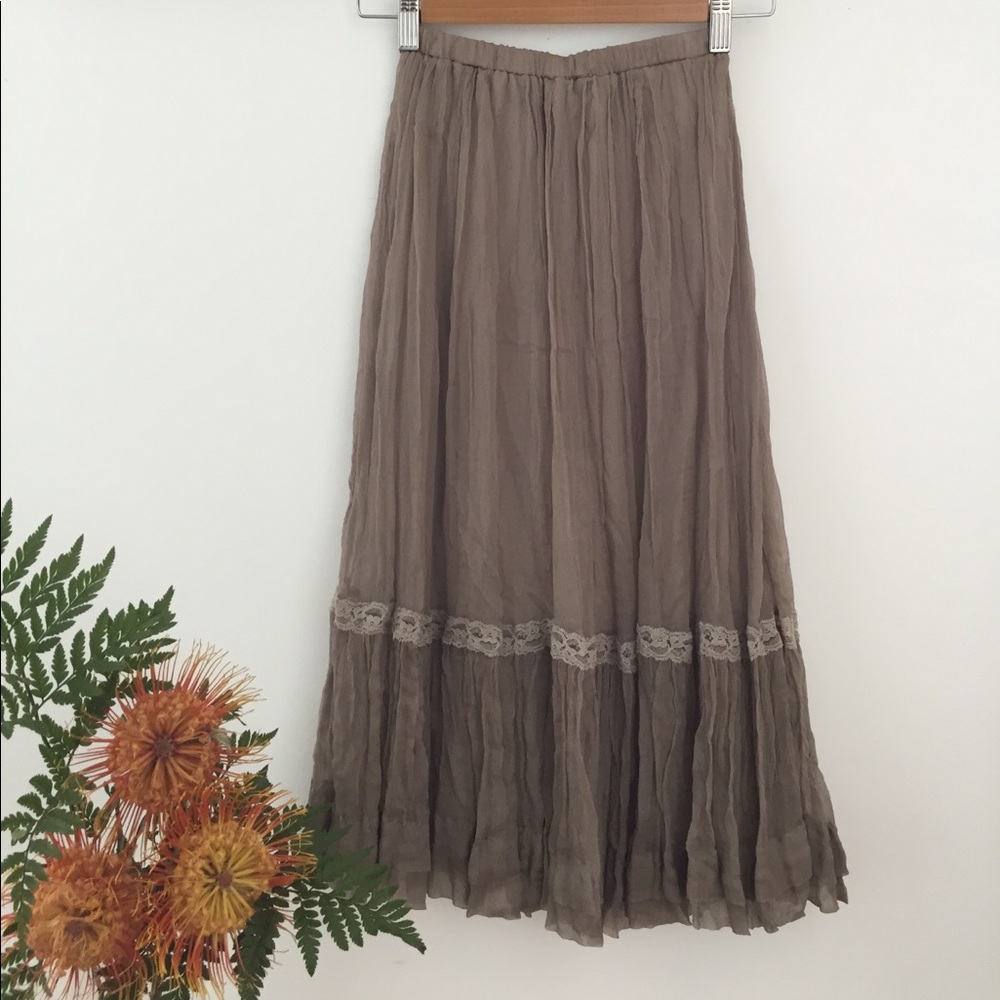 Silk boho skirt, taupe