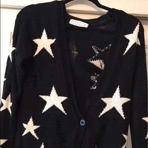 black and white starred cardigan