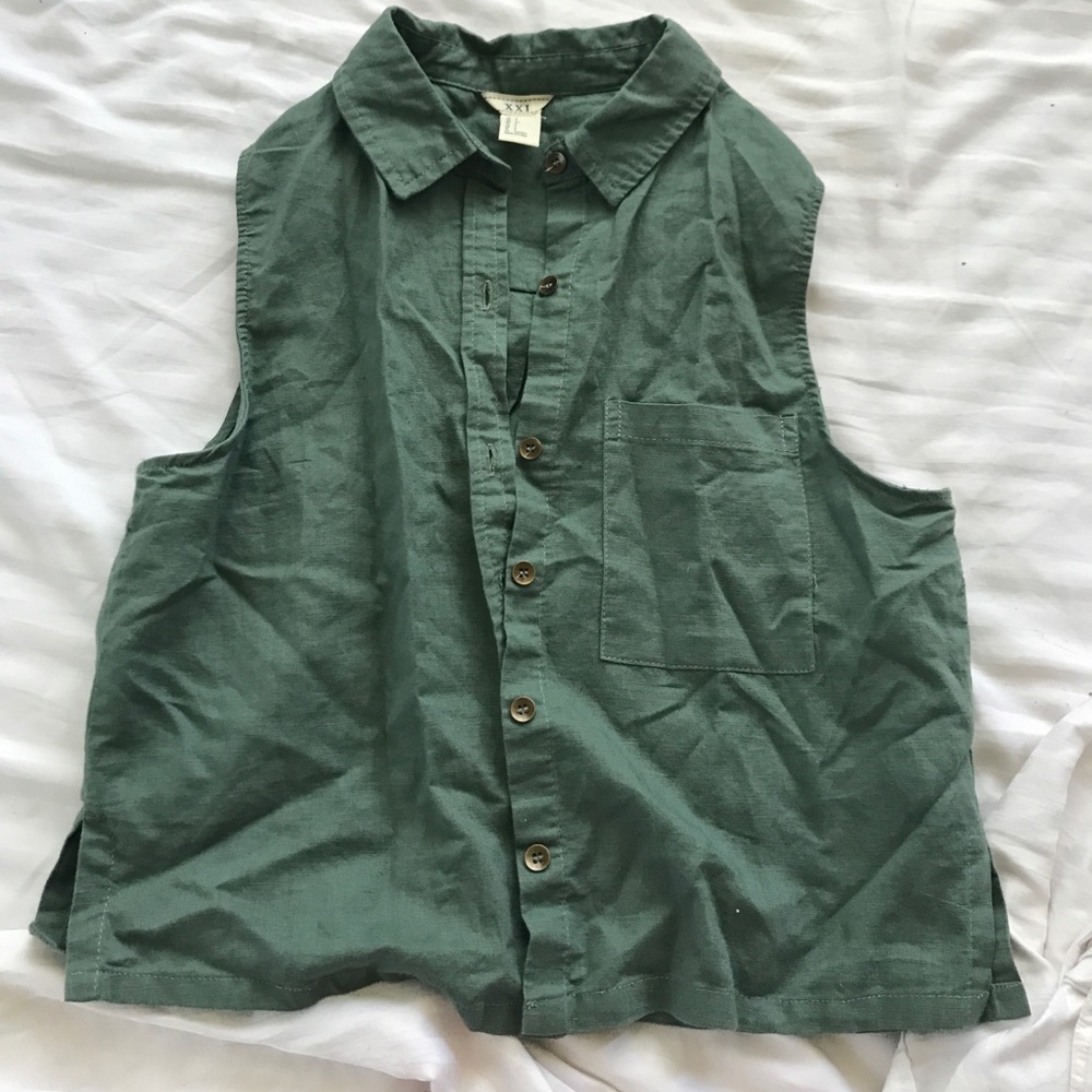 cropped button up vest
