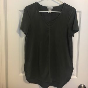 Dark green perforated velvet top