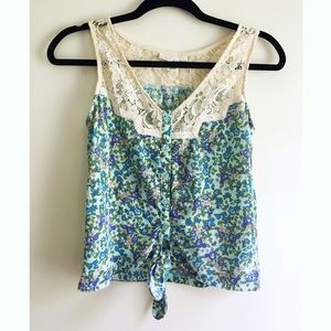 Lace strap tie up tank