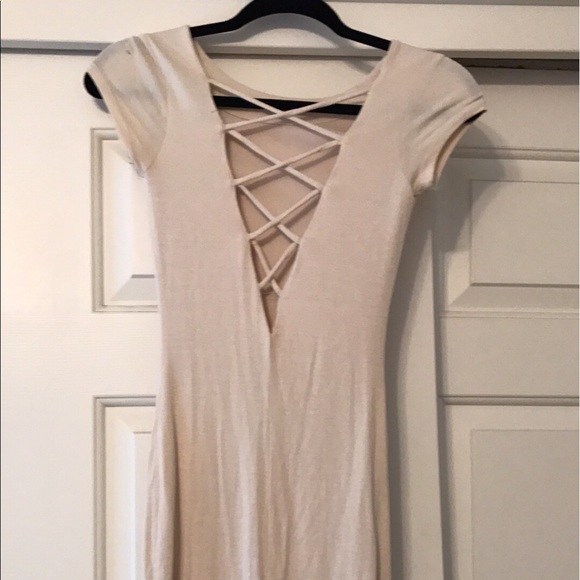 creme colored tight midi dress - Picture 2 of 3