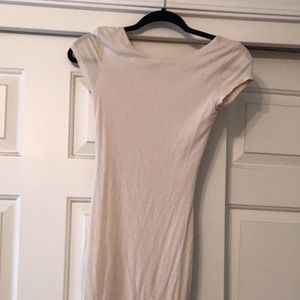 creme colored tight midi dress