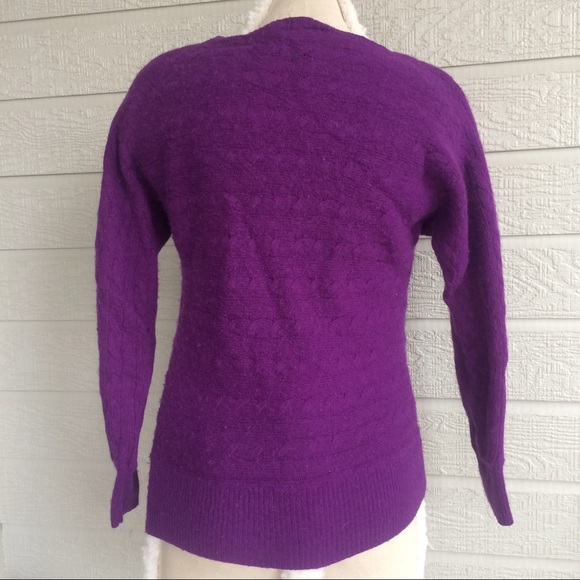 Purple cable knit wool blend sweater Ralph Lauren - Picture 3 of 5