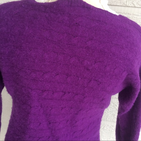 Purple cable knit wool blend sweater Ralph Lauren - Picture 4 of 5