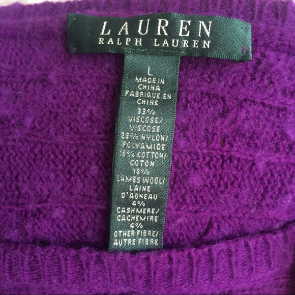 Purple cable knit wool blend sweater Ralph Lauren - Picture 5 of 5