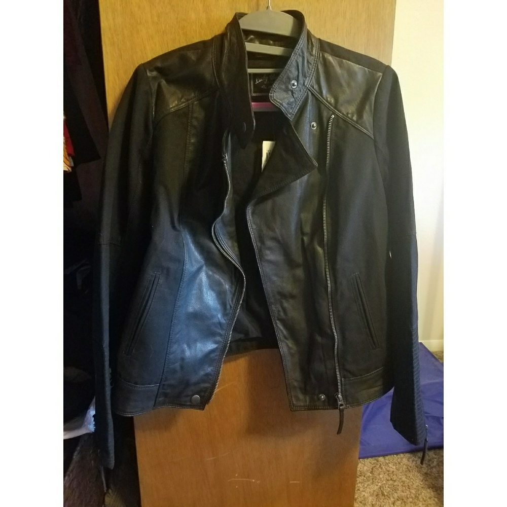 BRAND NEW Lucky Brand Goat Leather & Cotton Jacket