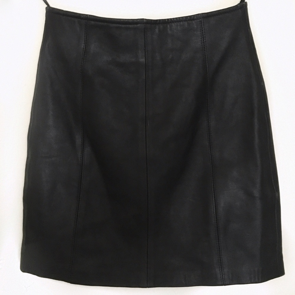 ♡HP♡VINTAGE Black leather zip skirt - Picture 4 of 6