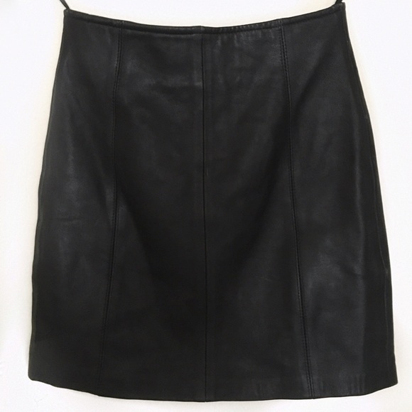 ♡HP♡VINTAGE Black leather zip skirt - Picture 4 of 6