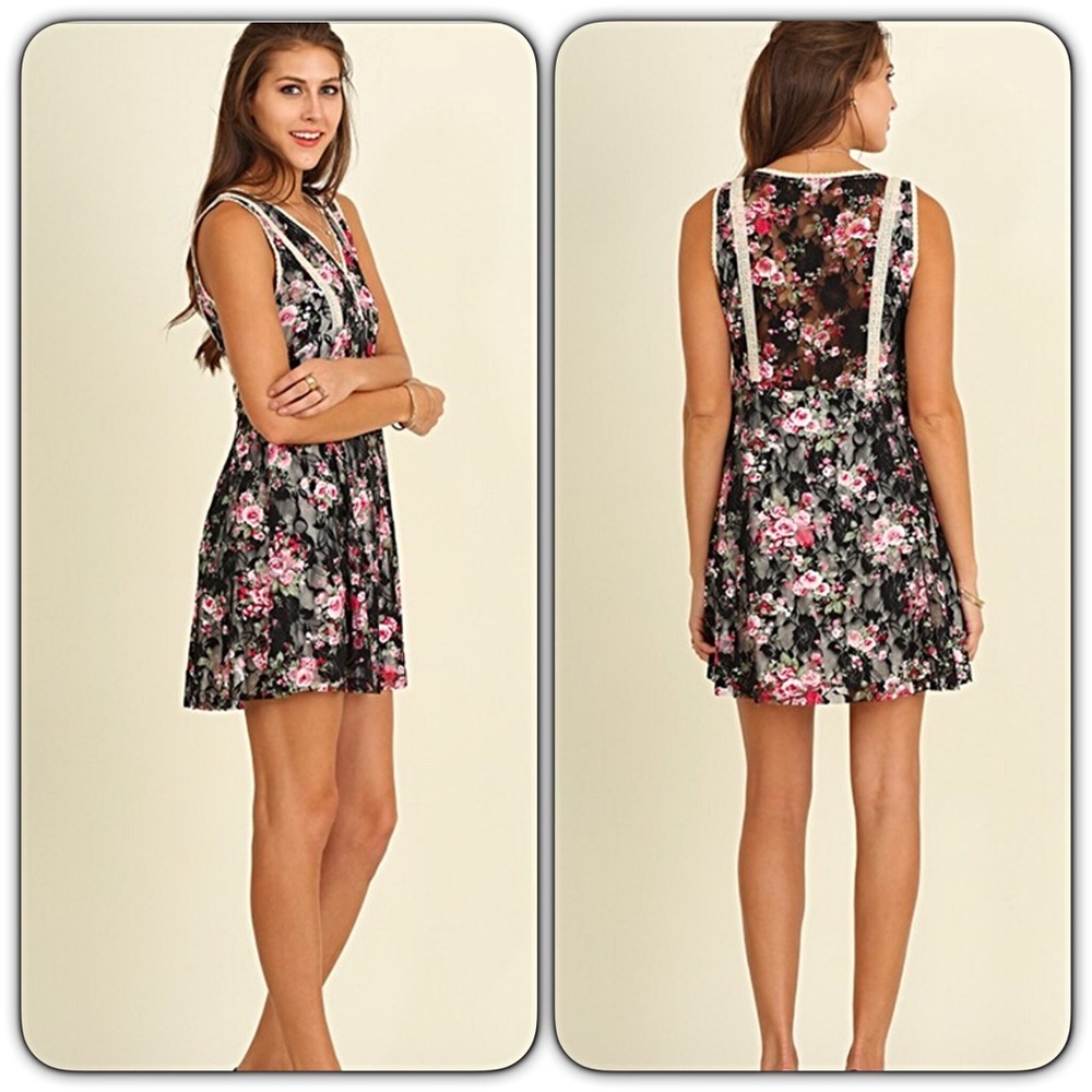 Boho Lace Floral Tunic Slip Dress SM - Picture 3 of 6