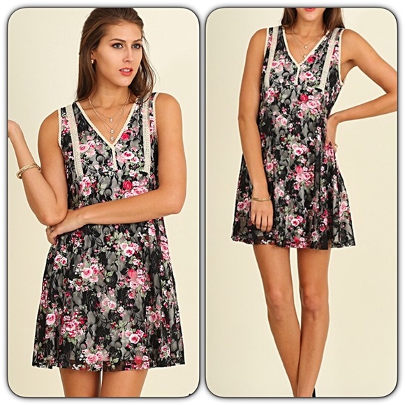 Boho Lace Floral Tunic Slip Dress SM - Picture 4 of 6