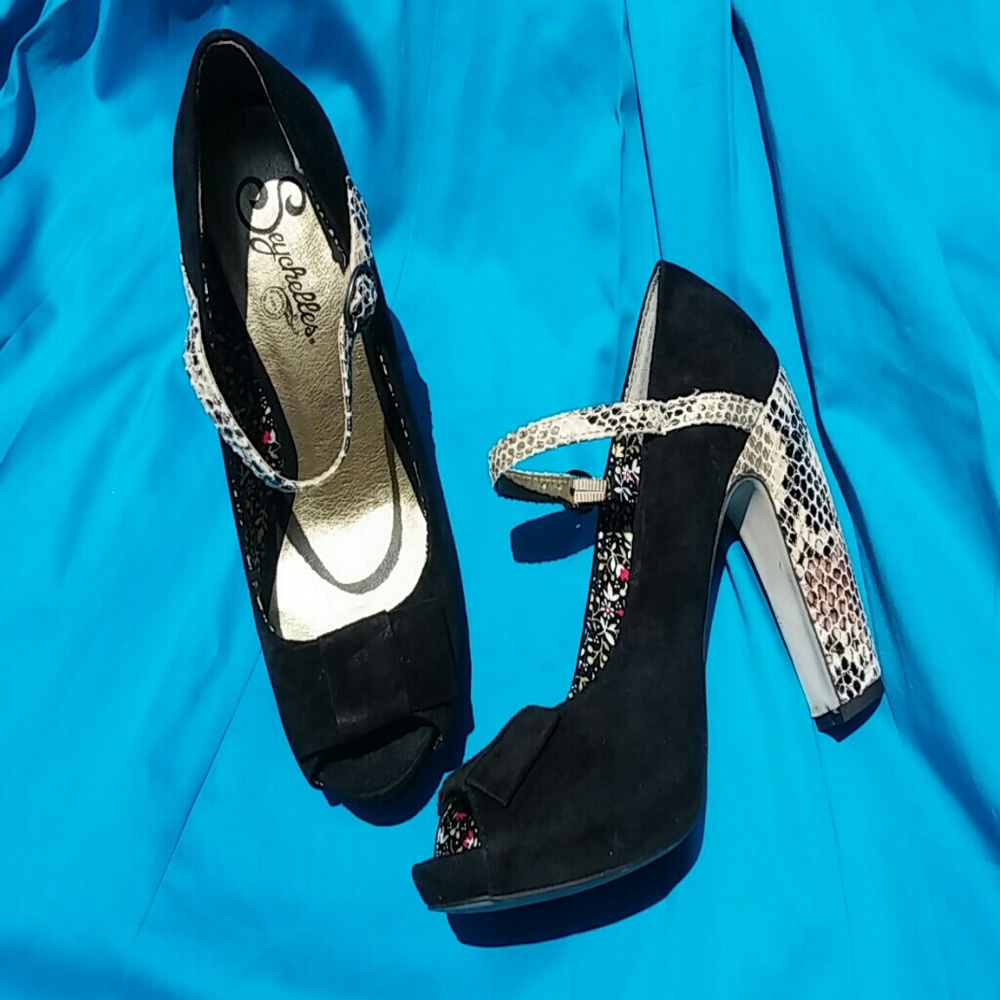 NEW Seychelles snakeskin suede peeptoe retro sz 7