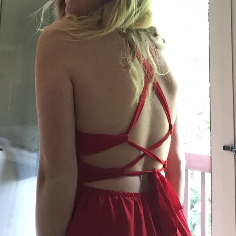 Red high low dress