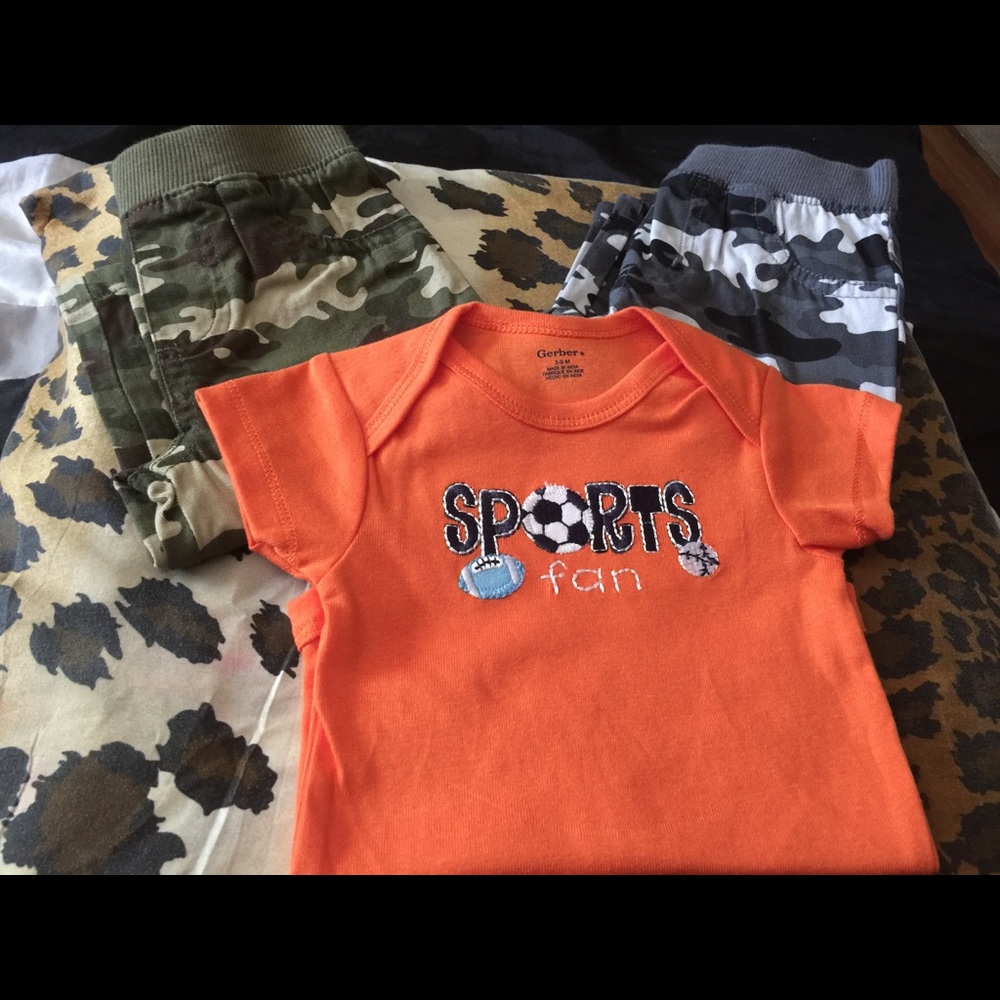 NEW BOYS 3-9M Combo; 2 pants & 1 Onesie