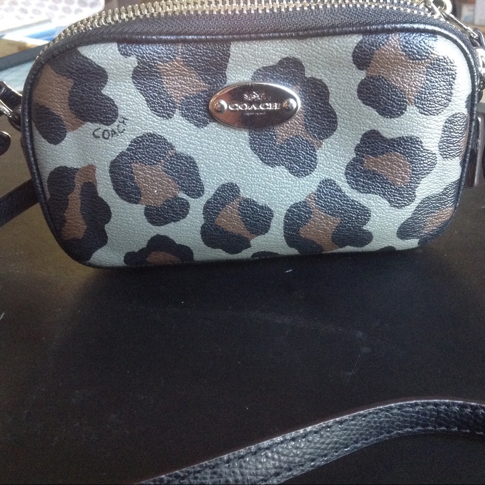 Coach leopard print purse with strap